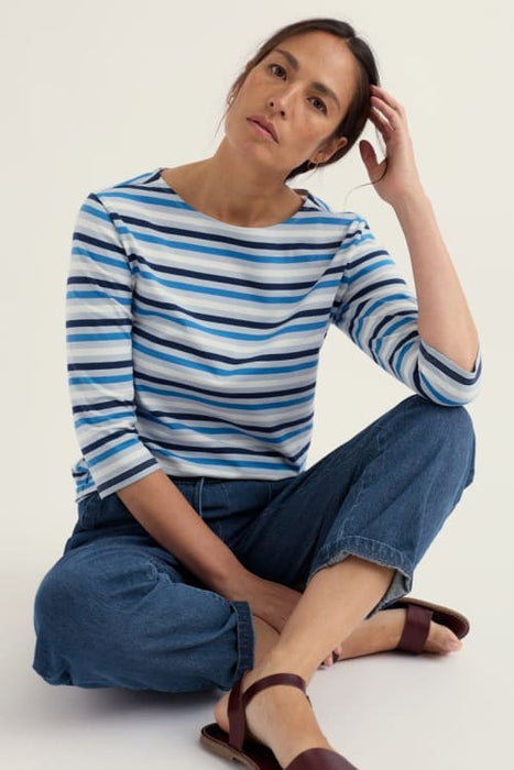 Seasalt Women's Sailor Top In Tri Mini Cornish Blue Fog