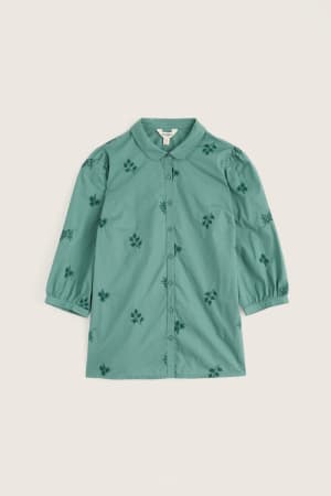 Seasalt Women's Hope Cottage Embroidered Blouse In Woodland Stitch Dune Grass