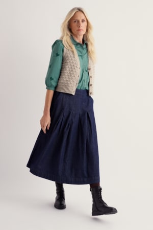 Seasalt Women's Hope Cottage Embroidered Blouse In Woodland Stitch Dune Grass