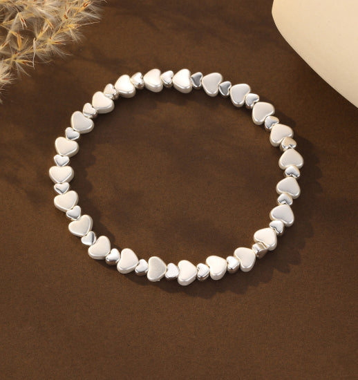 Gracee Jewellery Silver Beaded Heart Bracelet
