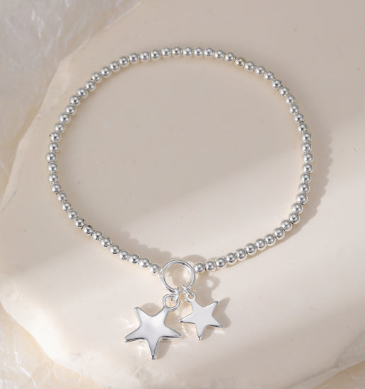 Gracee Jewellery Silver Stretch Bracelet with Stars