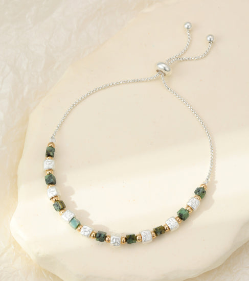 Gracee Jewellery Silver Bracelet with Green Stones