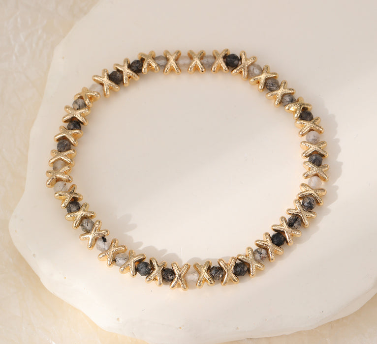 Gracee Jewellery Multicolour Stones Gold Stretch Bracelet