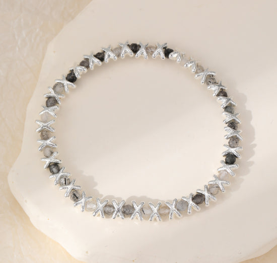 Gracee Jewellery Multicolour Stones Silver Stretch Bracelet