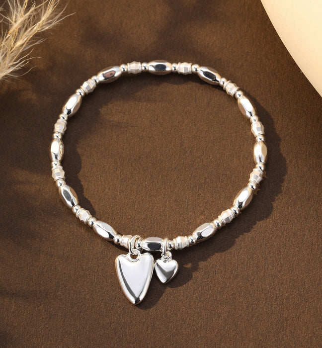 Gracee Jewellery Silver Double Heart Stretch Bracelet