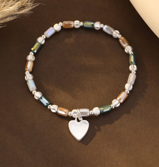 Gracee Jewellery Silver Stretch Bracelet with Heart Charm