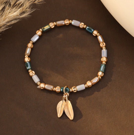 Gracee Jewellery Gold Stretch Bracelet With Feathers