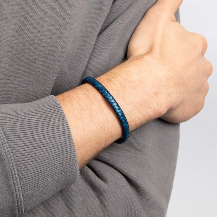 Fred Bennett Multi-Tone Woven Leather Bracelet Blue