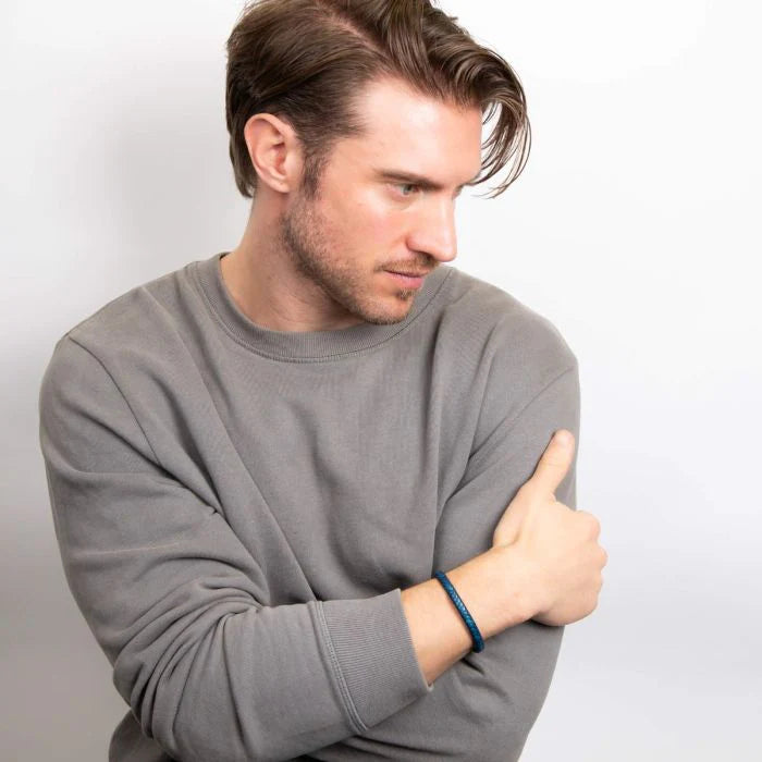 Fred Bennett Multi-Tone Woven Leather Bracelet Blue