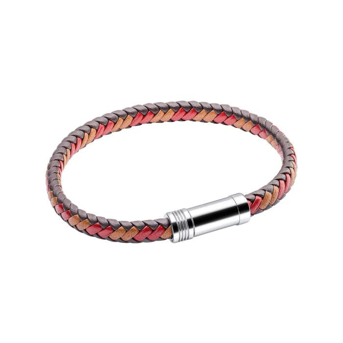Fred Bennett Multi-Tone Woven Leather Bracelet Red