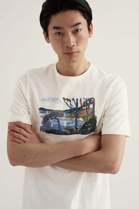 Seasalt Men's Midwatch Organic Cotton T-Shirt In Through The Trees Chalk
