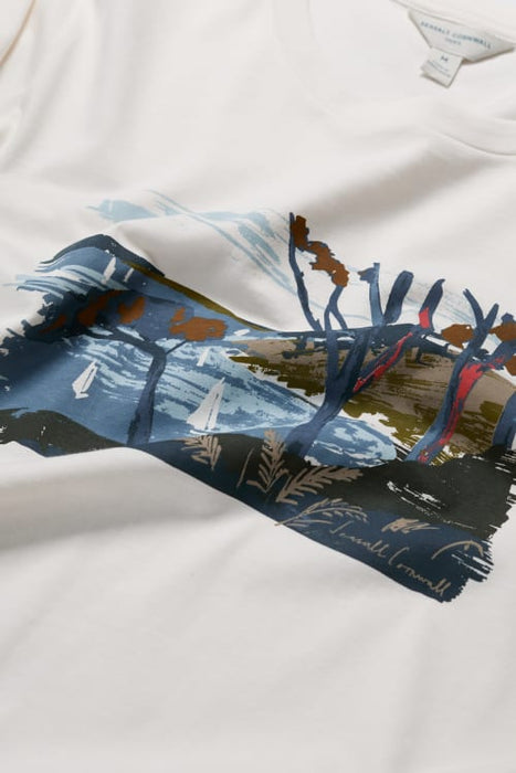 Seasalt Men's Midwatch Organic Cotton T-Shirt In Through The Trees Chalk