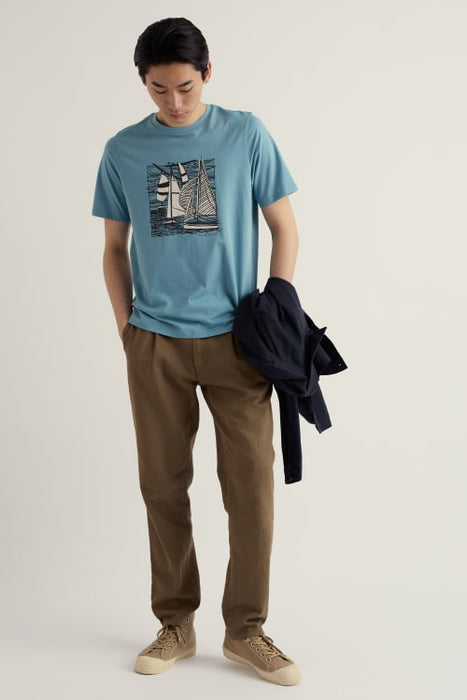 Seasalt Men's Midwatch Organic Cotton T-Shirt In Coverack Boats Enamel