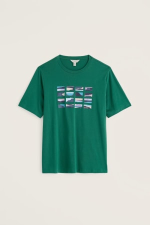 Seasalt Men's Midwatch Organic Cotton T-Shirt In Mini Scenes Ruscus Leaf
