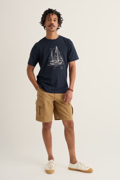 Seasalt Men's Midwatch Organic Cotton T-Shirt In Boat Sketch Maritime