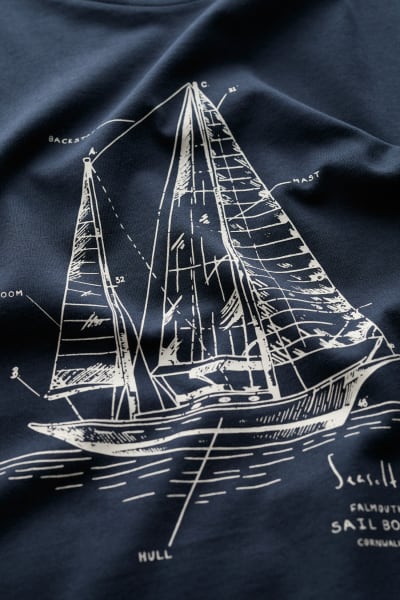 Seasalt Men's Midwatch Organic Cotton T-Shirt In Boat Sketch Maritime
