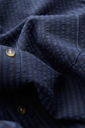 Seasalt Men's Yestin Short Sleeve Lyocell Blend Stripe Shirt In Inkwell