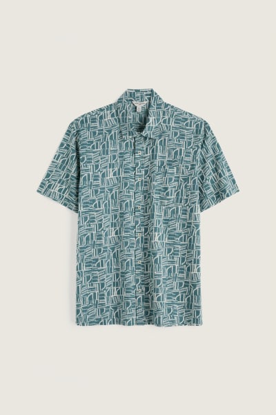 Seasalt Men's Palores Short Sleeve Organic Cotton Shirt In Wall Lines Estuary