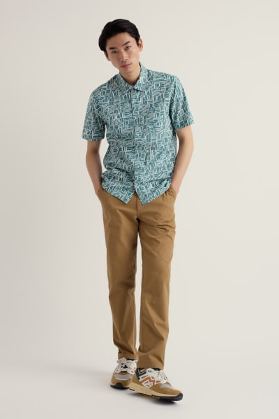 Seasalt Men's Palores Short Sleeve Organic Cotton Shirt In Wall Lines Estuary