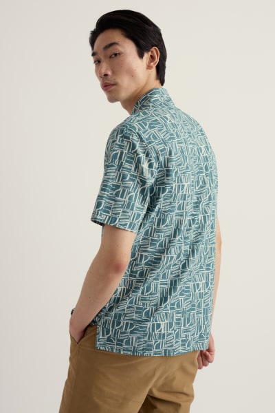 Seasalt Men's Palores Short Sleeve Organic Cotton Shirt In Wall Lines Estuary