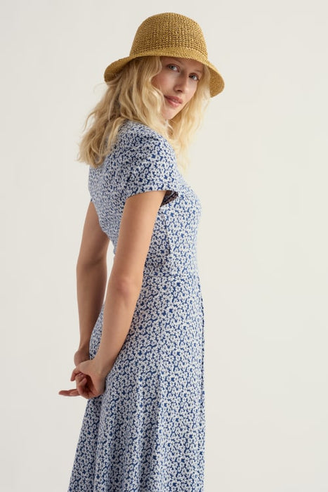 Seasalt Women's Pier View Jersey Dress bunched cornflowers dark voyage