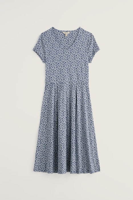 Seasalt Women's Pier View Jersey Dress bunched cornflowers dark voyage