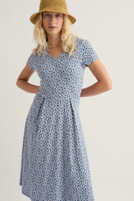 Seasalt Women's Pier View Jersey Dress bunched cornflowers dark voyage