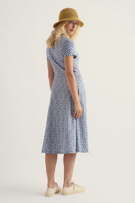 Seasalt Women's Pier View Jersey Dress bunched cornflowers dark voyage