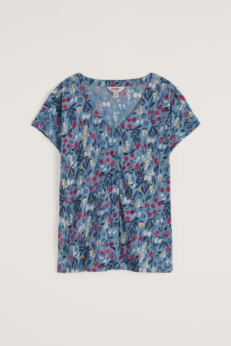 Seasalt Women's Studio Glass V-neck Jersey Top In Spring Stems Seascape Mix