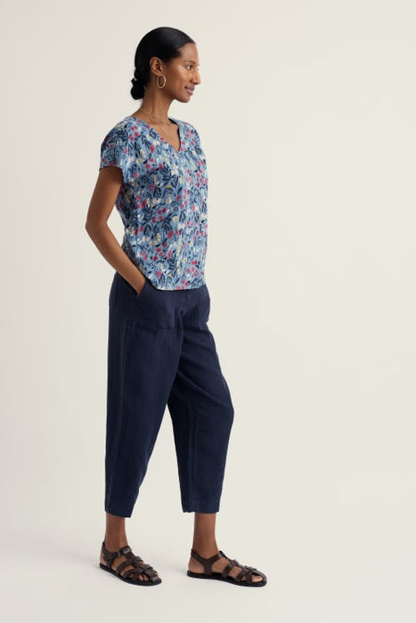 Seasalt Women's Studio Glass V-neck Jersey Top In Spring Stems Seascape Mix