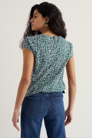 Seasalt Women's Garden Gate Cotton Top In Folky Marigolds Dark Wreckage