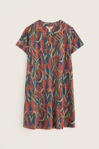 Seasalt Women's Wreathe Short Sleeve Jersey Tunic In Red Hot Poker Dusk