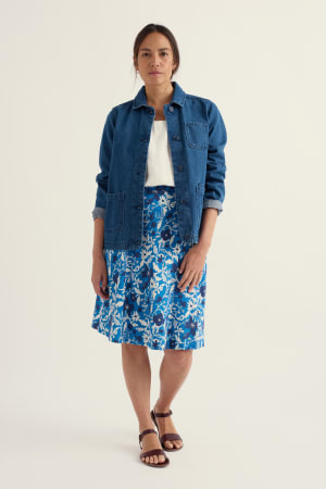 Seasalt Women's Rose A-Line Knee Length Skirt In Winding Meadow Sailboats