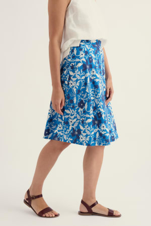 Seasalt Women's Rose A-Line Knee Length Skirt In Winding Meadow Sailboats