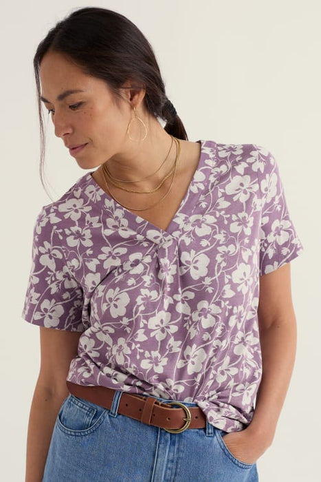 Seasalt Women's Barnoon Jersey Printed Short-Sleeve Top In Mallow Vine Verbena