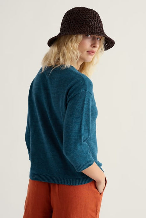 Seasalt Women's Pentire Steps Linen & Organic Cotton Cardigan In Ocean Drift
