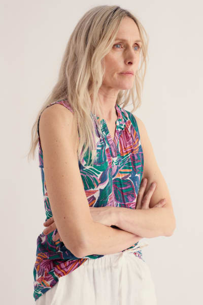 Seasalt Women's Purist Summer Vest Top In Canna Leaves Chalk