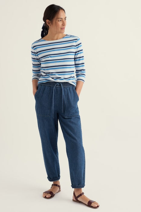 Seasalt Women's Sailor Top In Tri Mini Cornish Blue Fog