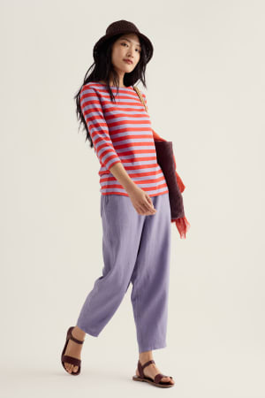 Seasalt Women's Sailor 3/4 Sleeve Top Organic Cotton Jersey In Scallion Bellflower