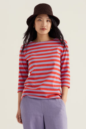 Seasalt Women's Sailor 3/4 Sleeve Top Organic Cotton Jersey In Scallion Bellflower