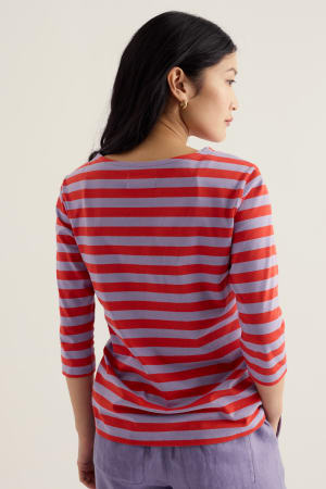 Seasalt Women's Sailor 3/4 Sleeve Top Organic Cotton Jersey In Scallion Bellflower