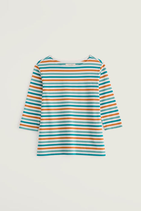 Seasalt Women's Sailor 3/4 Sleeve Top Organic Cotton Jersey In Tri Mini Cornish Deep Dive