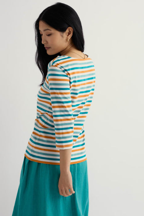 Seasalt Women's Sailor 3/4 Sleeve Top Organic Cotton Jersey In Tri Mini Cornish Deep Dive