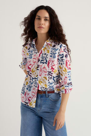 Seasalt Women's Larissa Shirt In Inky Botanical Chalk