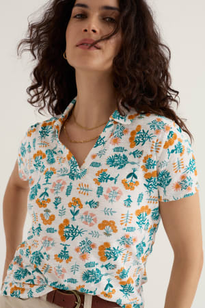Seasalt Women's Wavecrest Jersey Short-Sleeve Shirt In Apothecary Plants Chalk