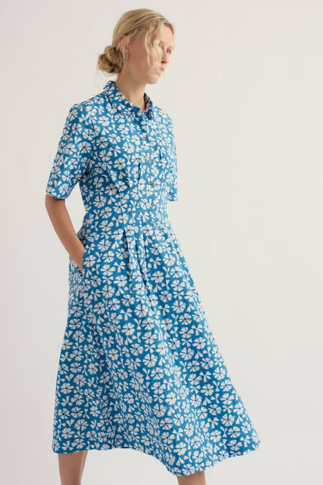 Seasalt Women's Wild Liquorice Shirt Dress In Bold Cornflower Sailboats