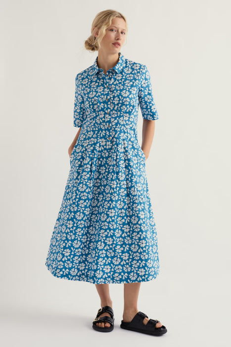 Seasalt Women's Wild Liquorice Shirt Dress In Bold Cornflower Sailboats