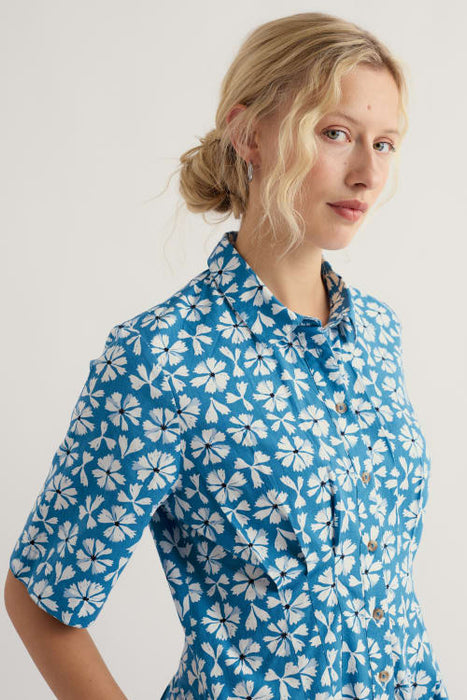 Seasalt Women's Wild Liquorice Shirt Dress In Bold Cornflower Sailboats