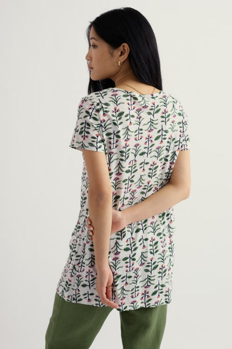 Seasalt Women's Busy Lizzy Short Sleeve Tunic In Painted Stems Chalk