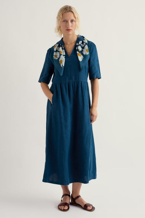 Seasalt Women's Fen Violet Linen Midi Dress In Ocean Drift